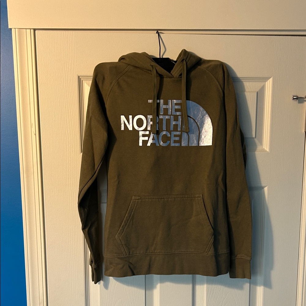 Women’s The North Face Olive Hoodie with Silver Logo